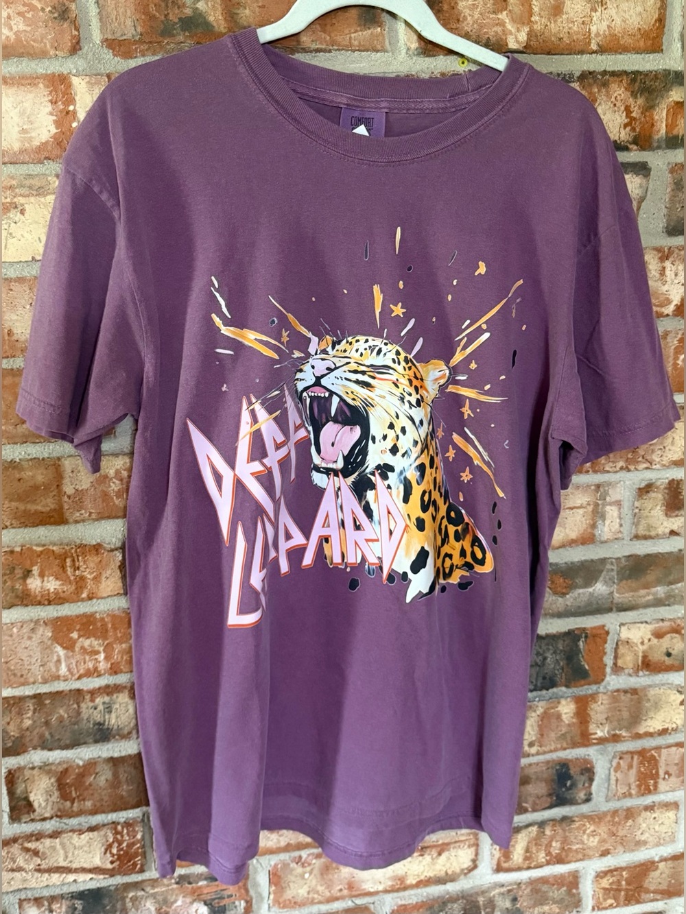 Comfort Colors Burgundy Graphic Tee with Def Leopard Graphic